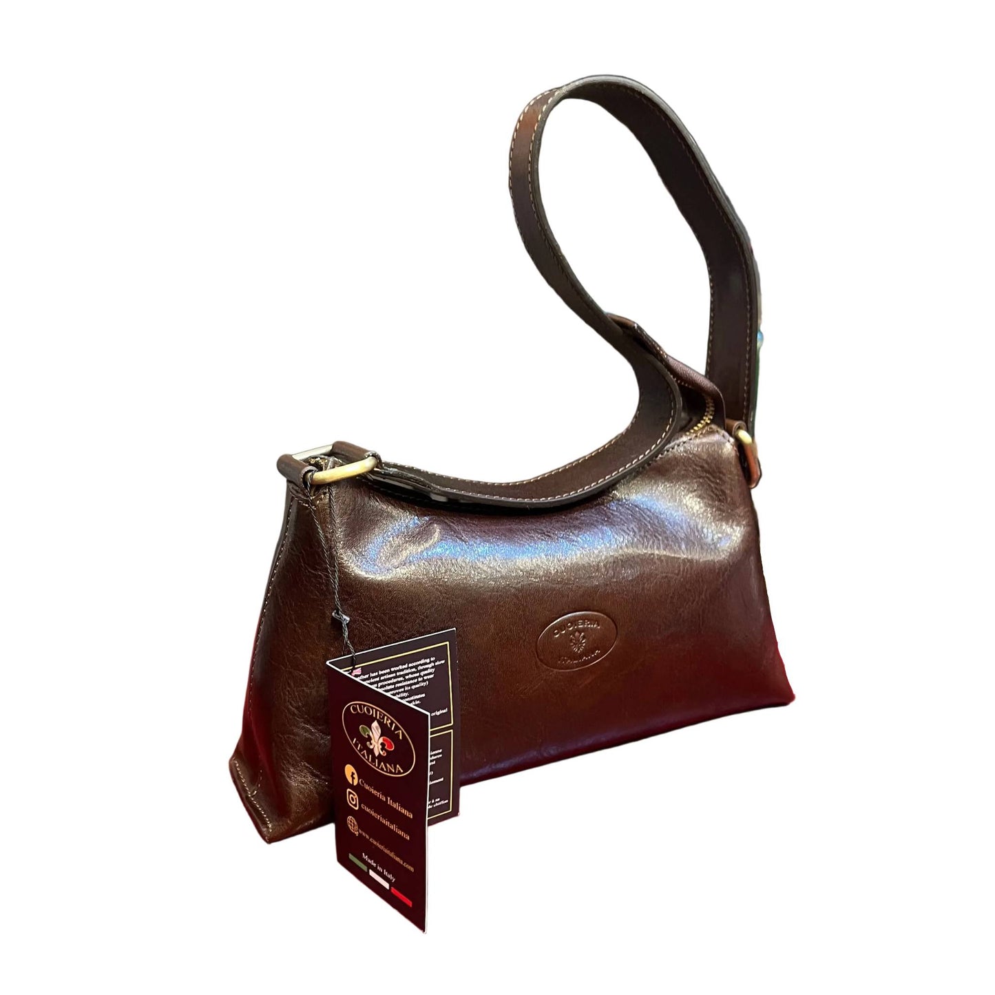minerva borsa da donna borsa a spalla in pelle marrone testa di moro fatta a mano in cuoio made in italy cuoieria italiana
