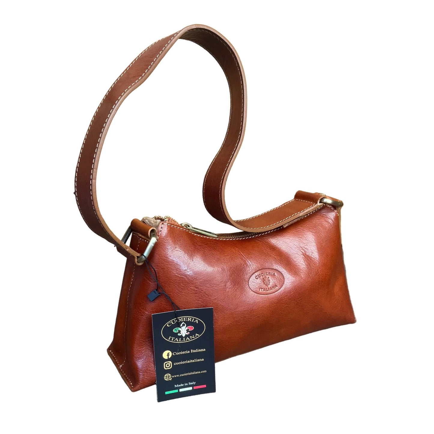 minerva borsa da donna borsa a spalla in pelle tinta cuoio naturale fatta a mano in cuoio made in italy cuoieria italiana