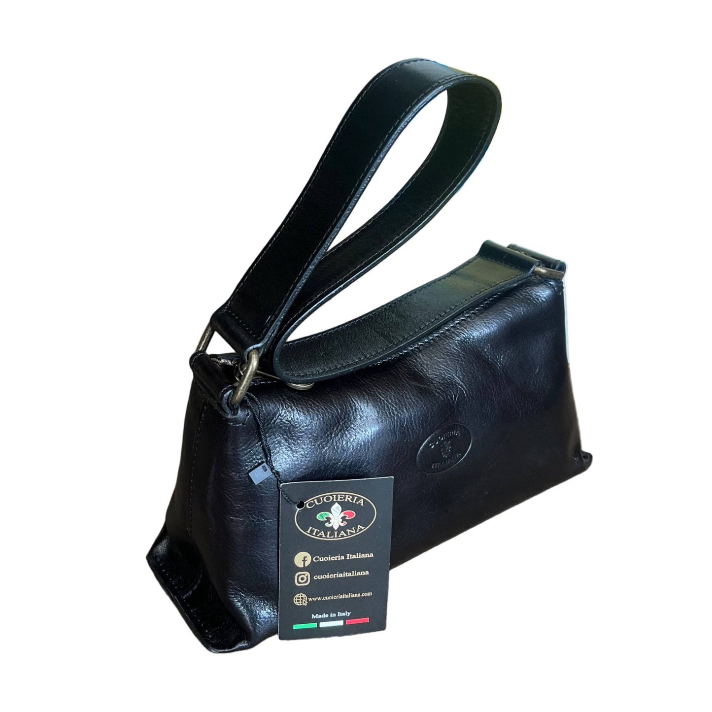 minerva borsa da donna nera borsa a spalla in pelle fatta a mano in cuoio made in italy cuoieria italiana