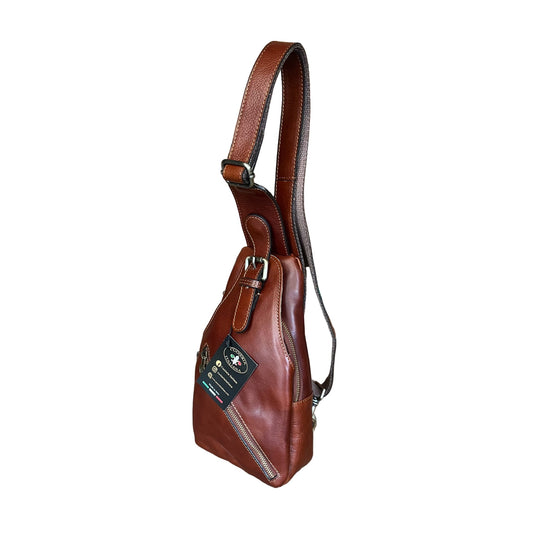 monospalla fast in pelle cuoio naturale accessorio borsa spallone unisex made in italy cuoieria italiana