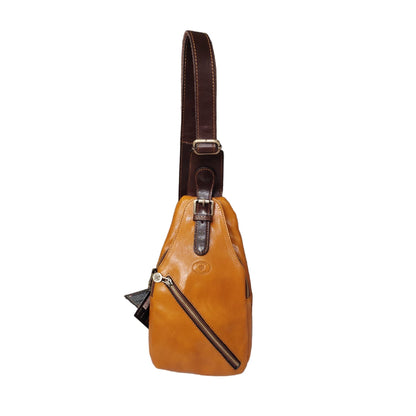 monospalla fast in pelle giallo accessorio borsa spallone unisex made in italy cuoieria italiana