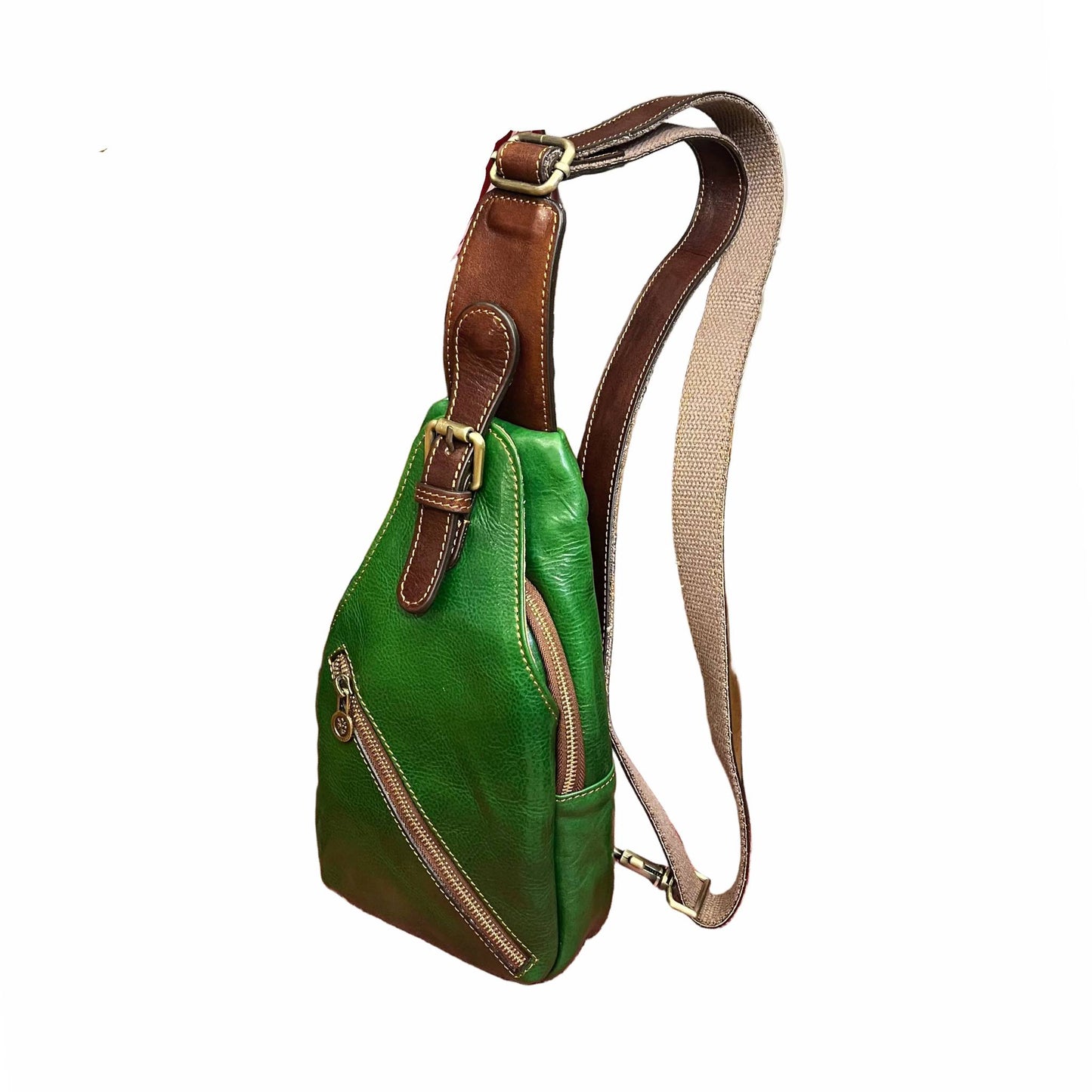 monospalla fast in pelle verde accessorio borsa spallone unisex made in italy cuoieria italiana