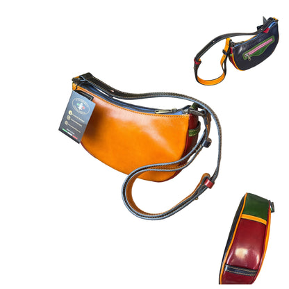 Tramonto – Borsa a mezzaluna in pelle da donna | Piccola ed elegante Made in Italy – Cuoieria Italiana