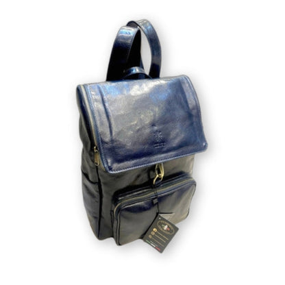 nomade eterno zaino porta pc in pelle blu artigianale made in italy cuoieria italiana