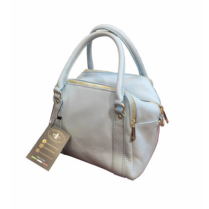 pegaso borsa bauletto a tracolla in pelle celeste chiaro da donna artigianale made in italy cuoieria italiana