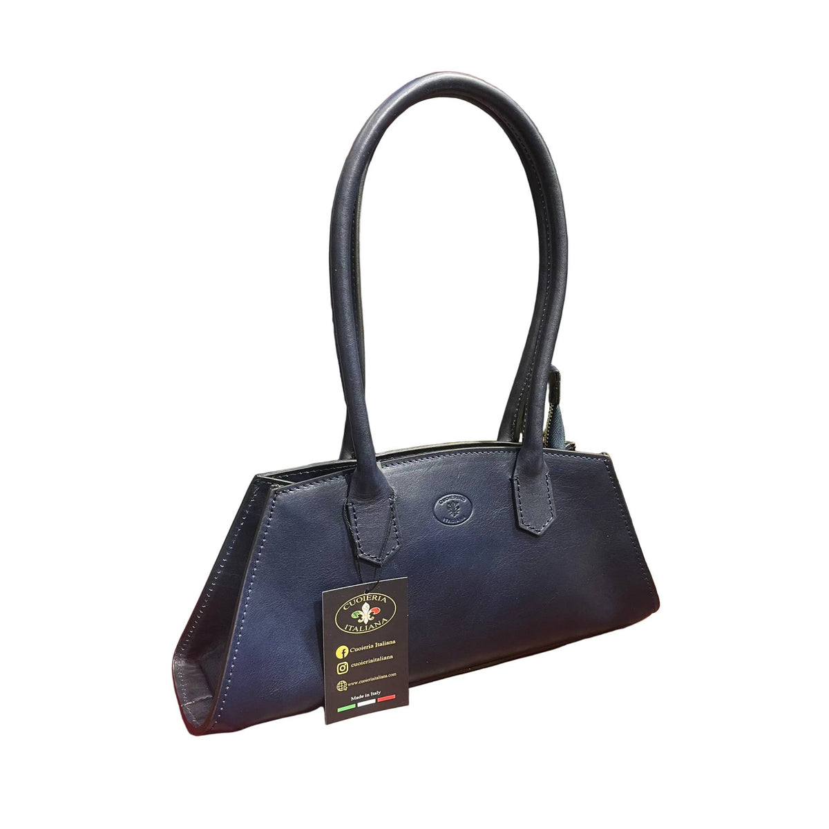 persefone borsa in pelle blue navy da donna borsa fatta a mano in cuoio made in italy cuoieria italiana®