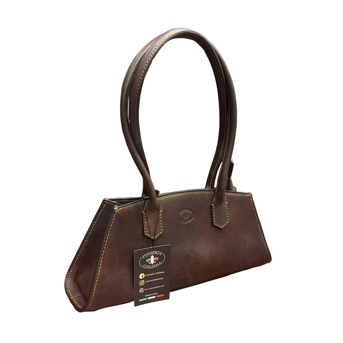 persefone borsa in pelle marrone scuro testa di moro da donna borsa fatta a mano in cuoio made in italy cuoieria italiana®