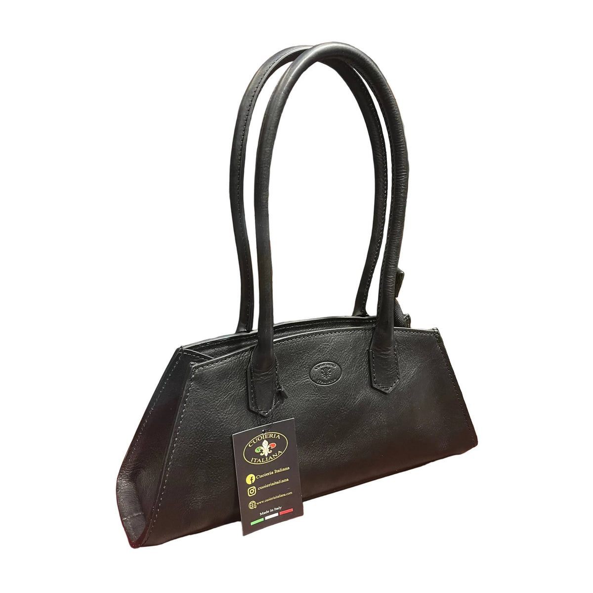 persefone borsa in pelle nera da donna borsa fatta a mano in cuoio made in italy cuoieria italiana®
