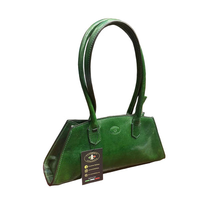 persefone borsa in pelle verde da donna borsa fatta a mano in cuoio made in italy cuoieria italiana®