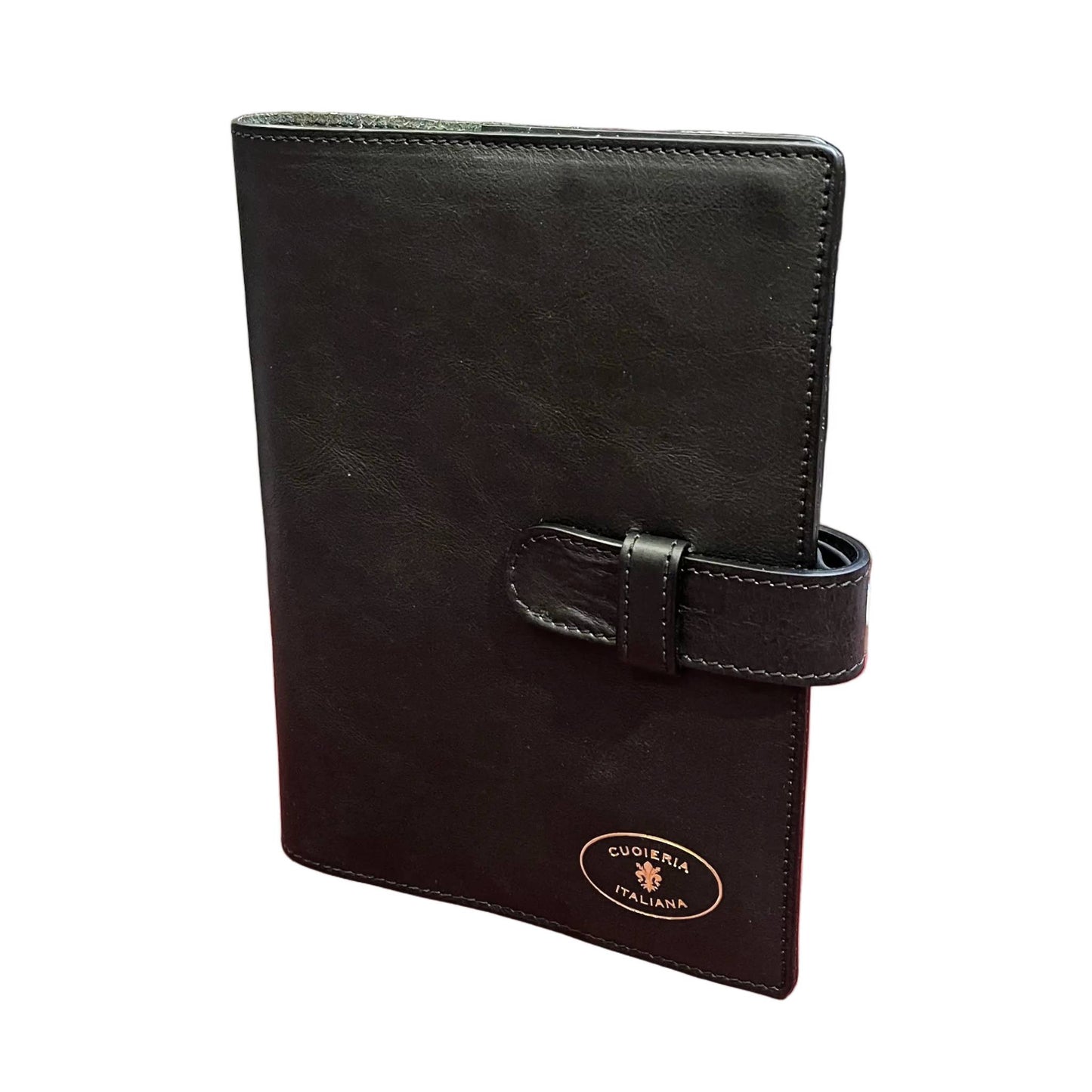 porta agenda in pelle nero artigianale accessorio da ufficio made in italy cuoieria italiana