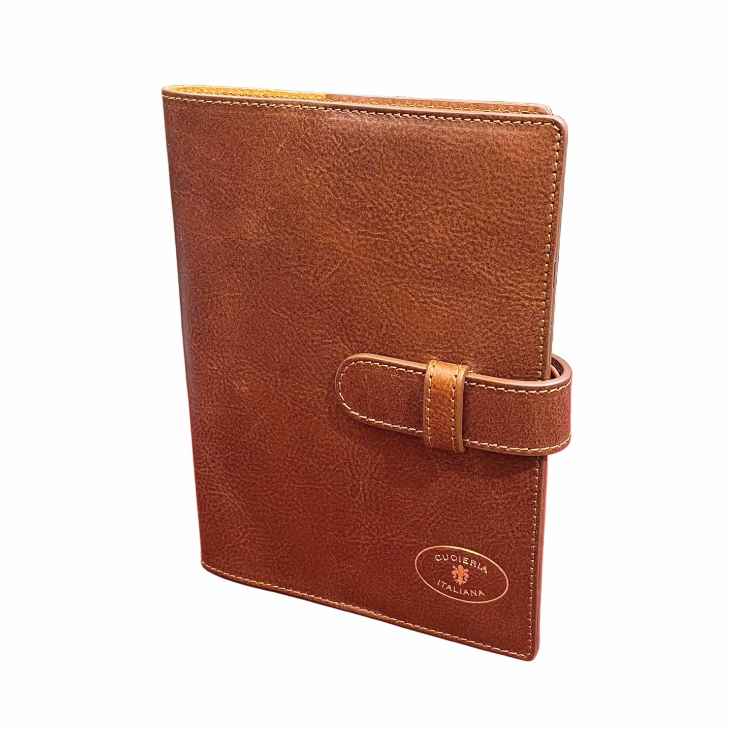 porta agenda in pelle tinta cuoio artigianale accessorio da ufficio made in italy cuoieria italiana