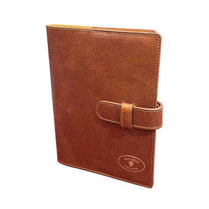 porta agenda in pelle tinta cuoio artigianale accessorio da ufficio made in italy cuoieria italiana