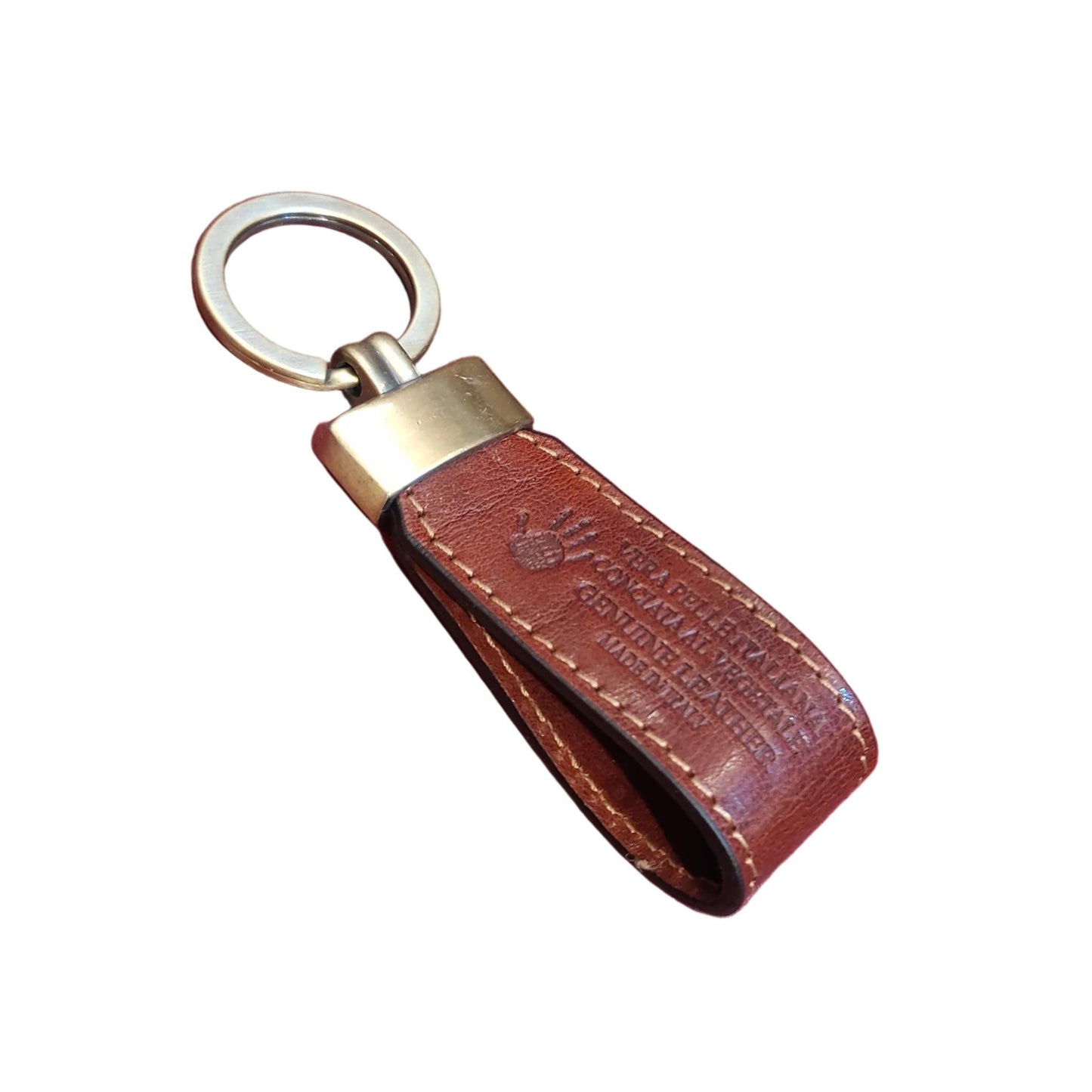 porta chiavi in pelle marrone artigianale accessorio in cuoio made in italy cuoieria italiana