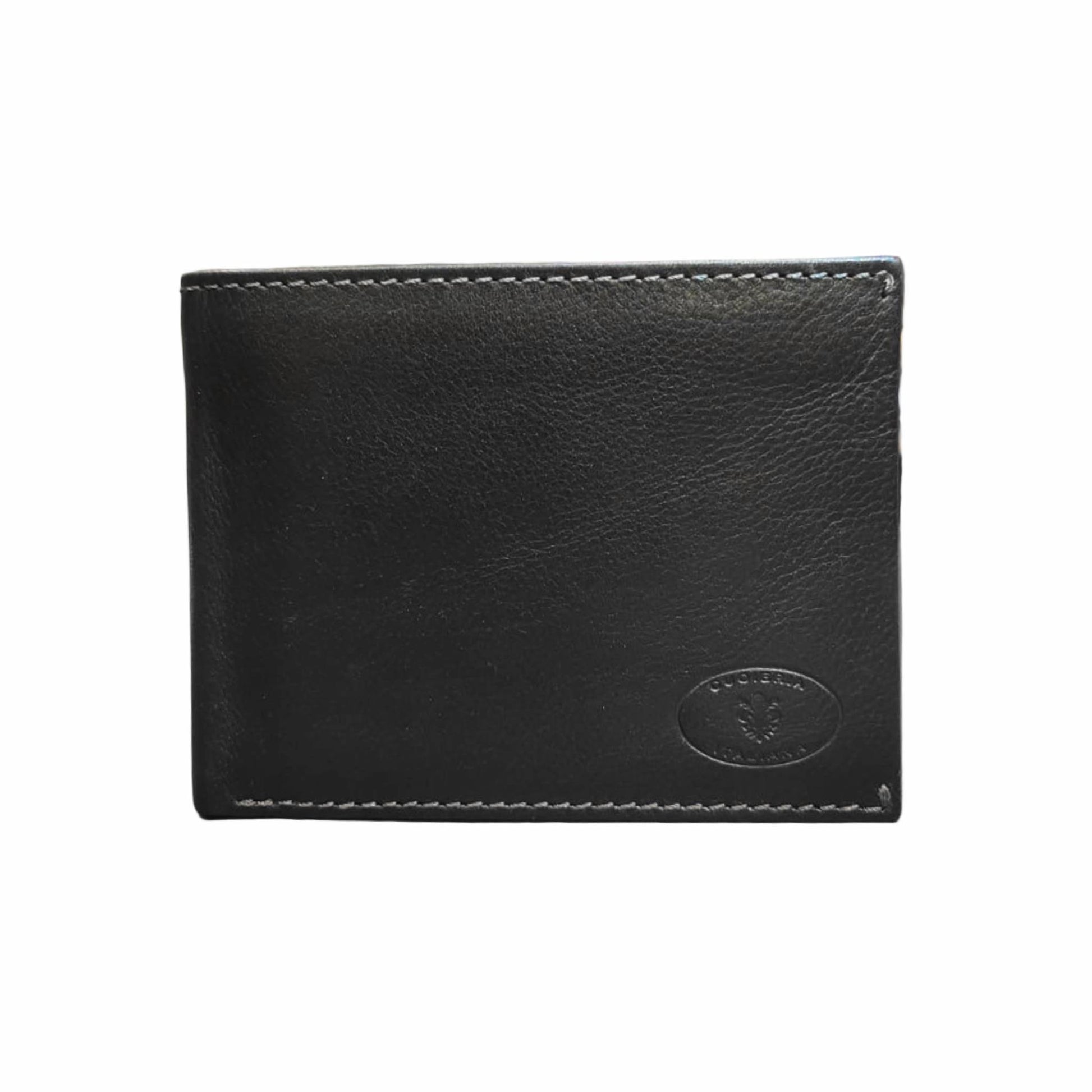 portafoglio da uomo classico in pelle nero artigianale made in italy cuoieria italiana