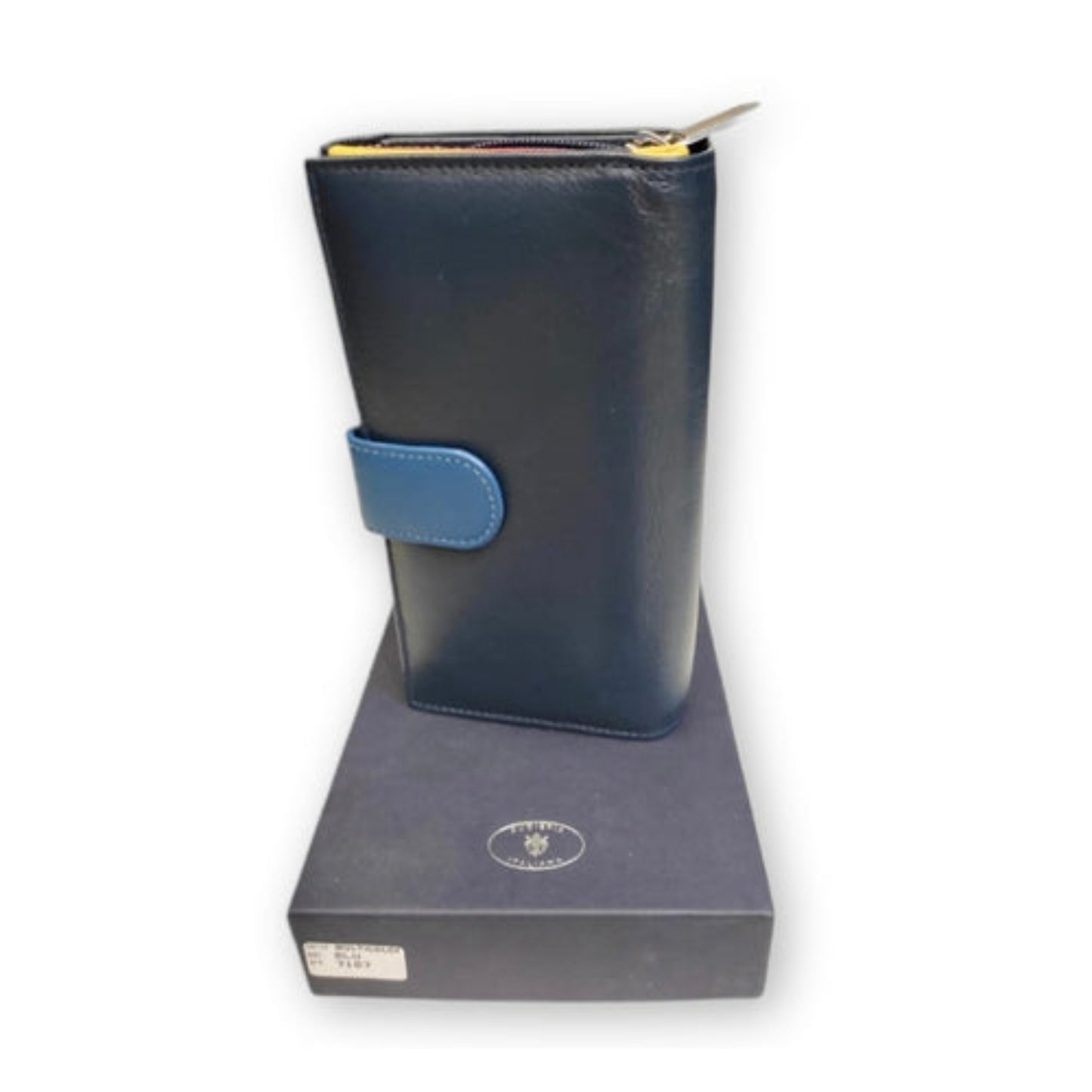 portafoglio grande in pelle blu navy artigianale uomo e donna made in italy cuoieria italiana