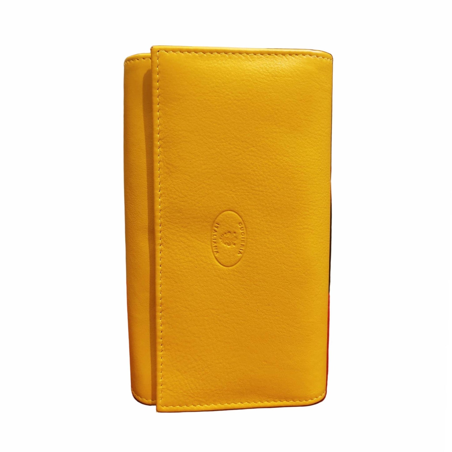 portafoglio grande in pelle giallo artigianale uomo e donna made in italy cuoieria italiana