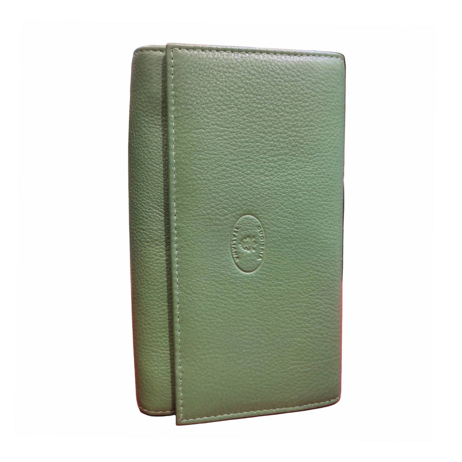 portafoglio grande in pelle verde artigianale uomo e donna made in italy cuoieria italiana