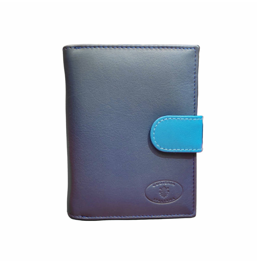 portafoglio medio compatto in pelle blu navy artigianale made in italy cuoieria italiana