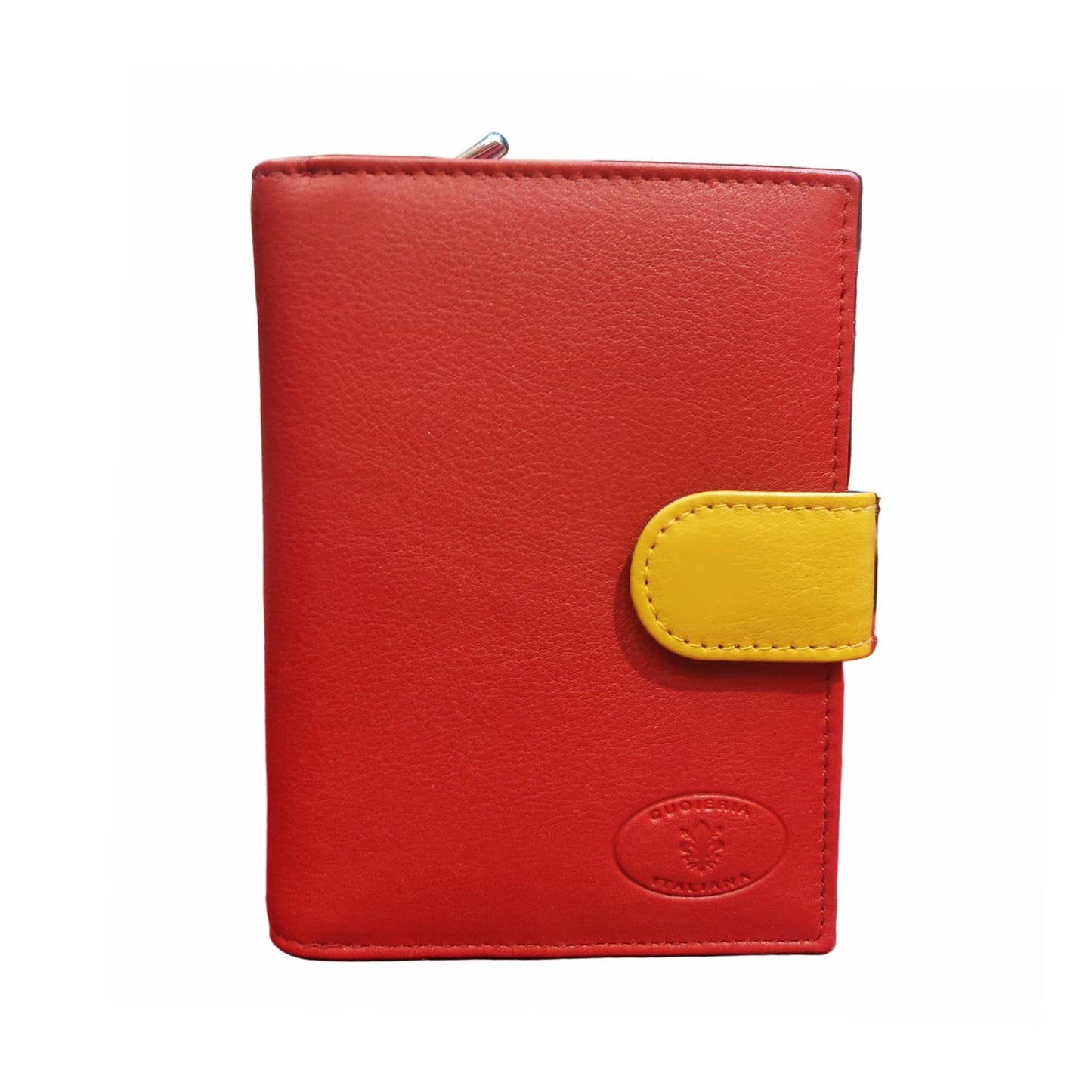portafoglio medio compatto in pelle rosso artigianale made in italy cuoieria italiana