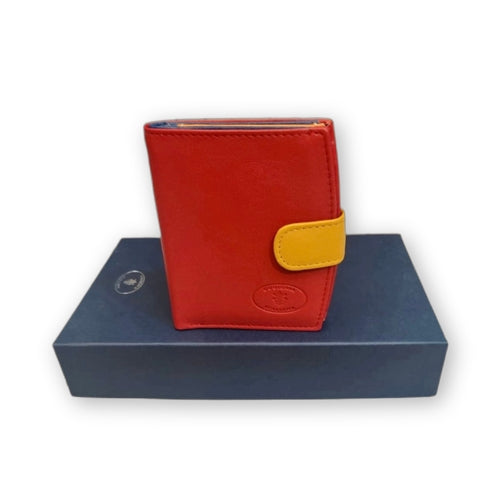 portafoglio piccolo in pelle rosso artigianale made in italy cuoieria italiana