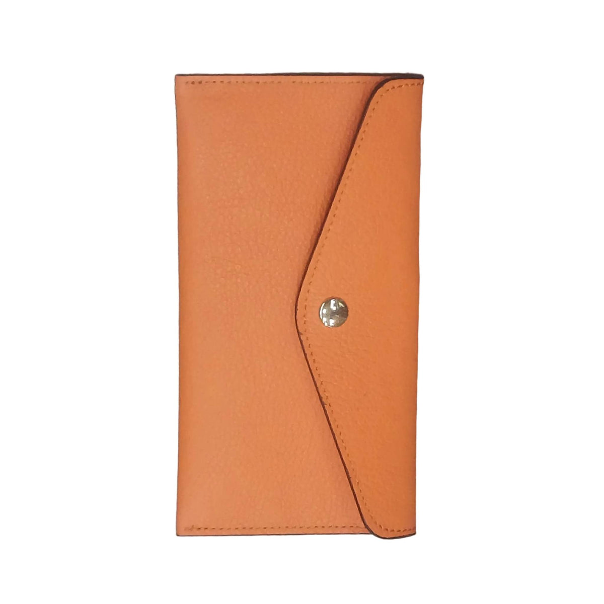 portafoglio sottile in pelle arancione artigianale porta carte in cuoio made in italy cuoieria italiana
