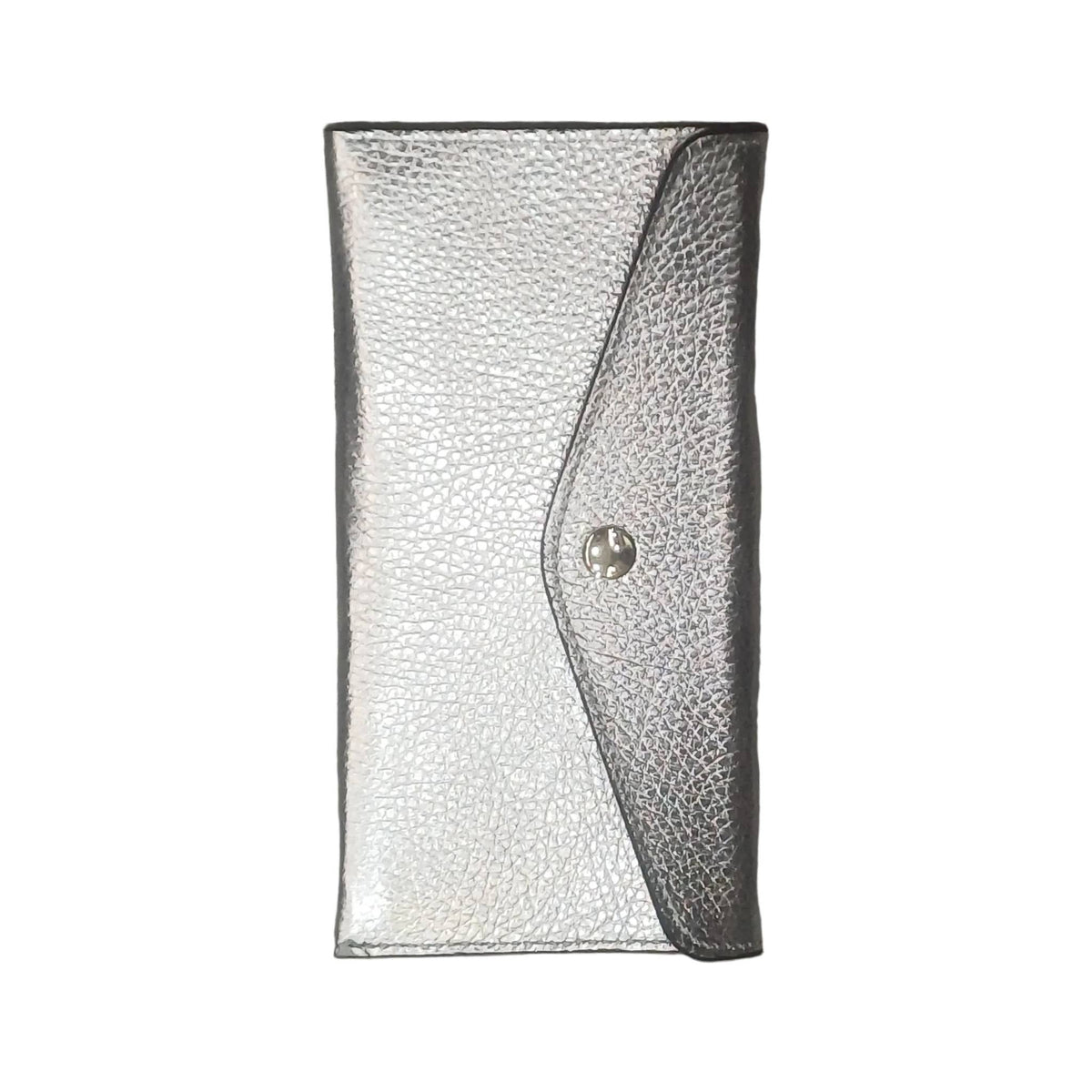 portafoglio sottile in pelle argento artigianale porta carte in cuoio made in italy cuoieria italiana