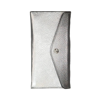 portafoglio sottile in pelle argento artigianale porta carte in cuoio made in italy cuoieria italiana