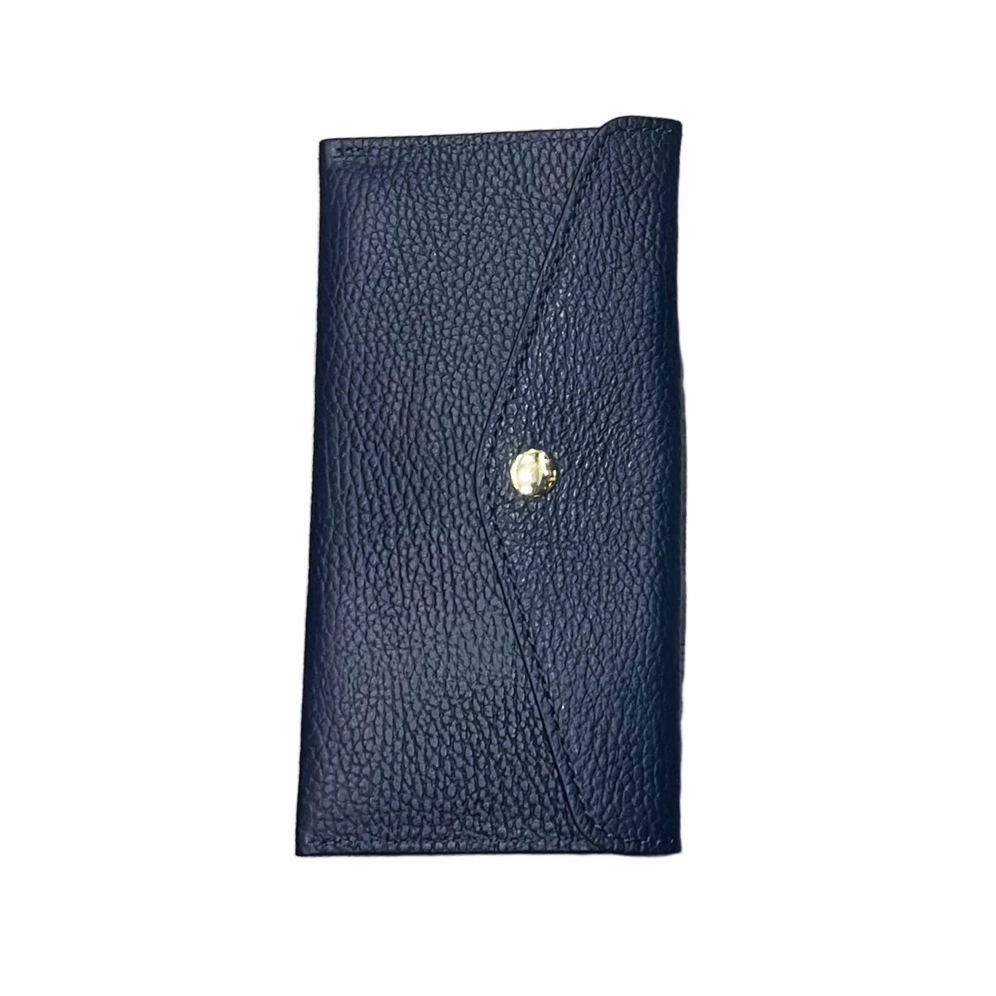 portafoglio sottile in pelle blue navy artigianale porta carte in cuoio made in italy cuoieria italiana