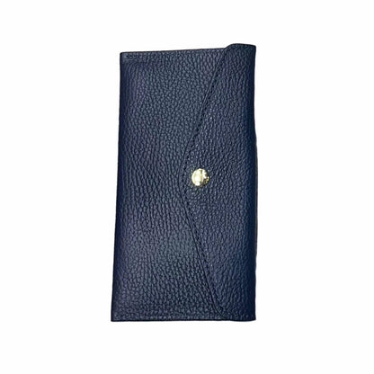 portafoglio sottile in pelle blue navy artigianale porta carte in cuoio made in italy cuoieria italiana
