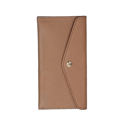 portafoglio sottile in pelle cammello scuro artigianale porta carte in cuoio made in italy cuoieria italiana