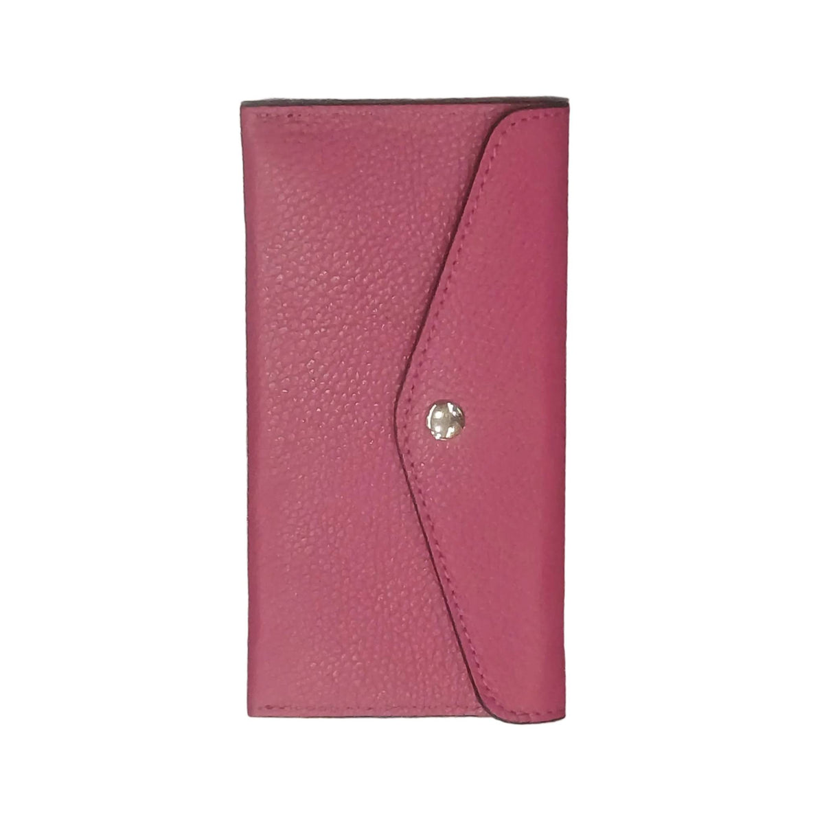 portafoglio sottile in pelle fucsia artigianale porta carte in cuoio made in italy cuoieria italiana