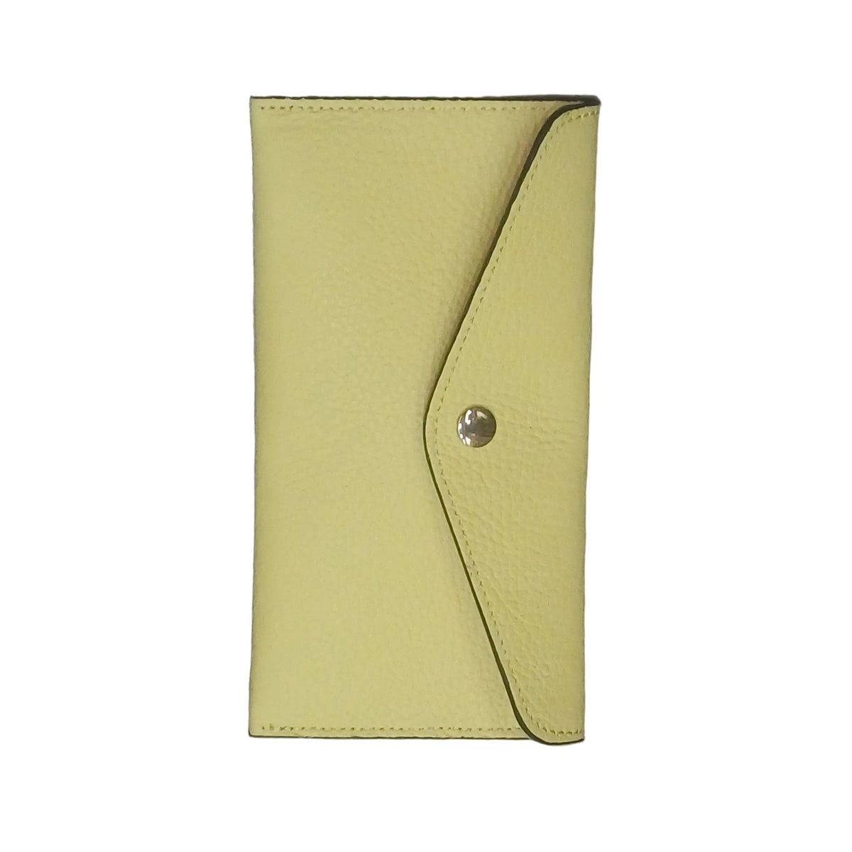 portafoglio sottile in pelle giallo limone artigianale porta carte in cuoio made in italy cuoieria italiana