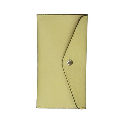 portafoglio sottile in pelle giallo limone artigianale porta carte in cuoio made in italy cuoieria italiana