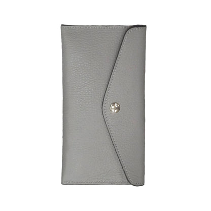portafoglio sottile in pelle grigio artigianale porta carte in cuoio made in italy cuoieria italiana