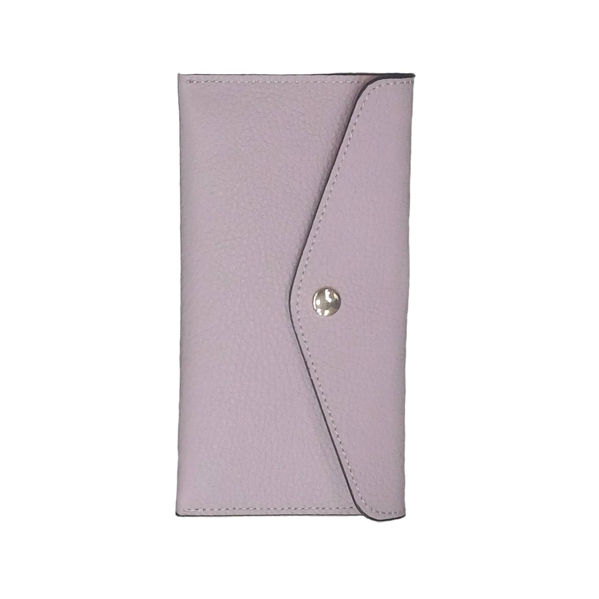 portafoglio sottile in pelle lilla artigianale porta carte in cuoio made in italy cuoieria italiana