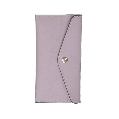 portafoglio sottile in pelle lilla artigianale porta carte in cuoio made in italy cuoieria italiana