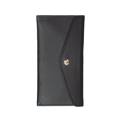 portafoglio sottile in pelle nero artigianale porta carte in cuoio made in italy cuoieria italiana