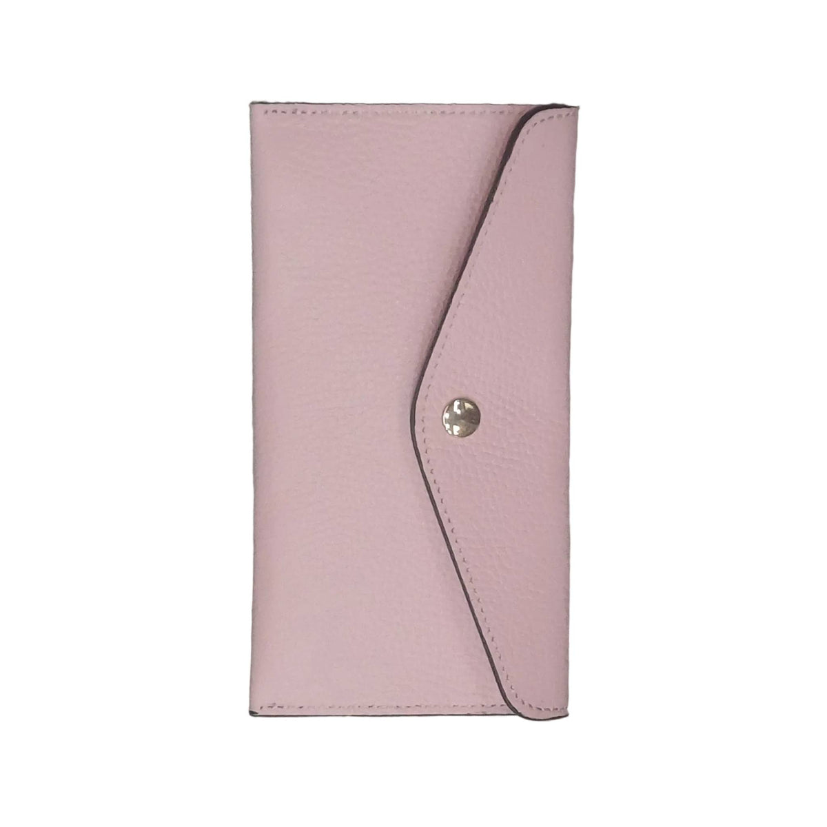 portafoglio sottile in pelle rosa confetto artigianale porta carte in cuoio made in italy cuoieria italiana