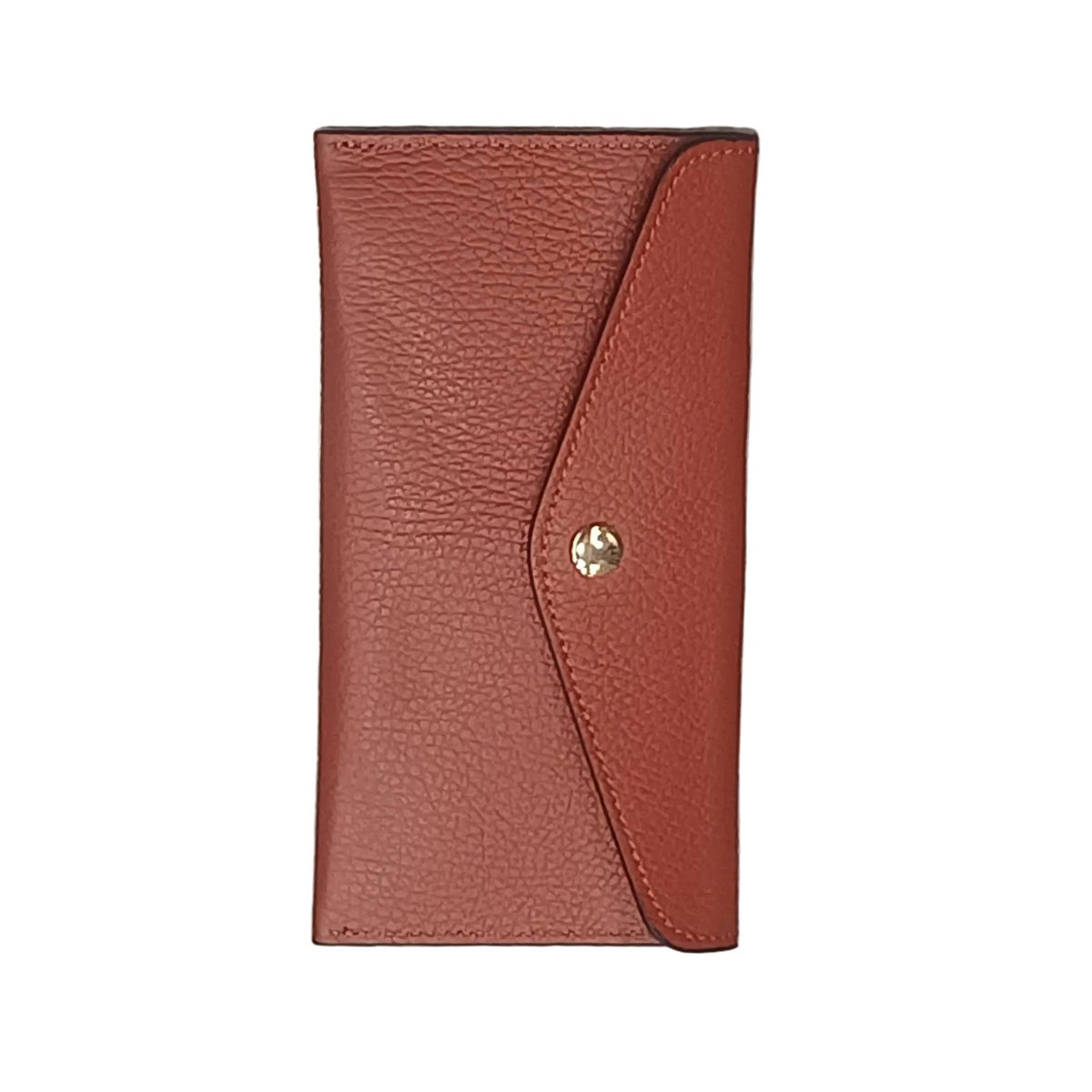 portafoglio sottile in pelle rosso mattone artigianale porta carte in cuoio made in italy cuoieria italiana