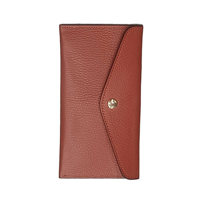 portafoglio sottile in pelle rosso mattone artigianale porta carte in cuoio made in italy cuoieria italiana