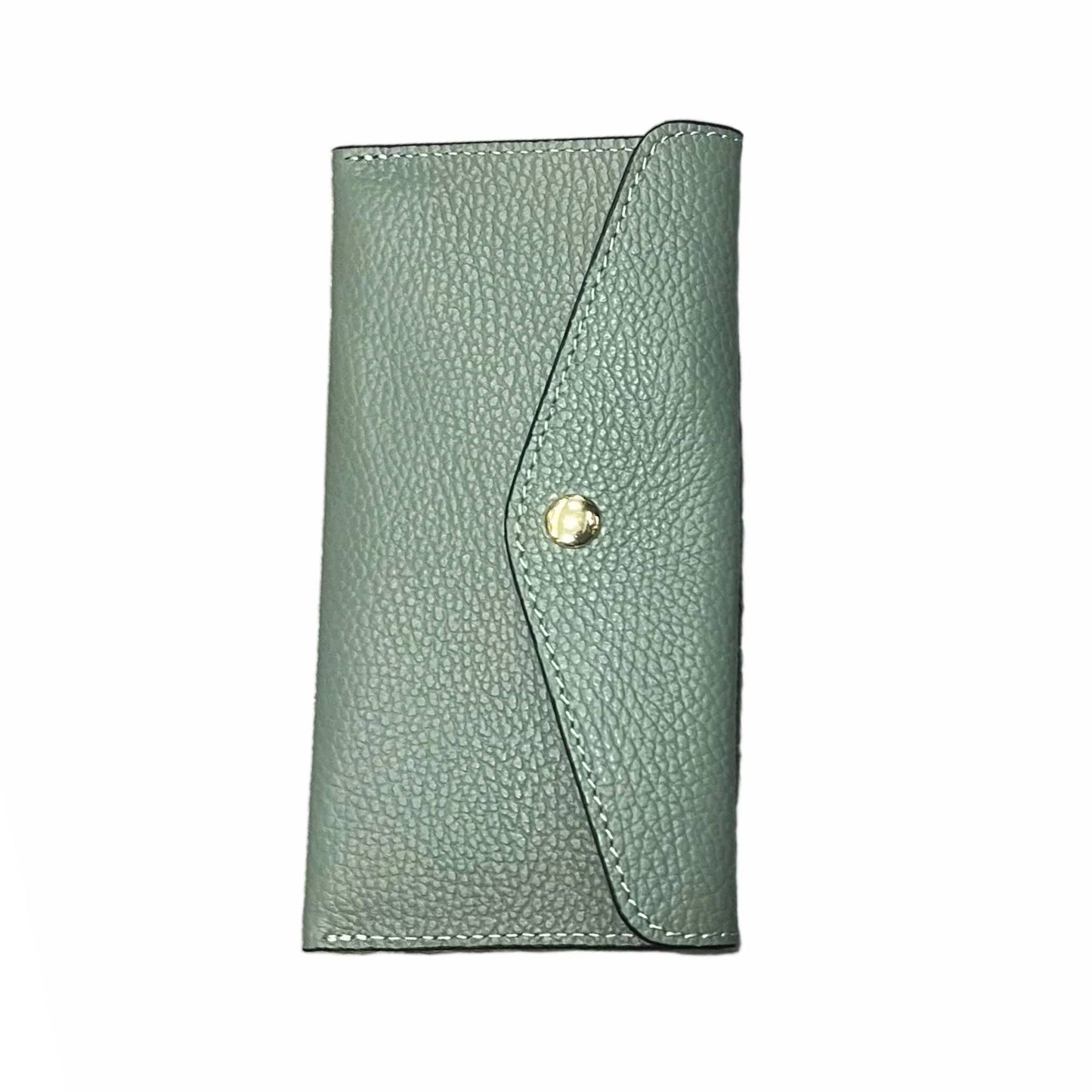 portafoglio sottile in pelle salvia artigianale porta carte in cuoio made in italy cuoieria italiana