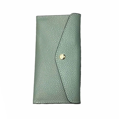 portafoglio sottile in pelle salvia artigianale porta carte in cuoio made in italy cuoieria italiana