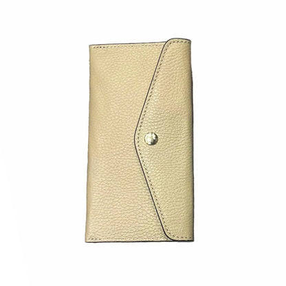 portafoglio sottile in pelle taupe chiaro artigianale porta carte in cuoio made in italy cuoieria italiana