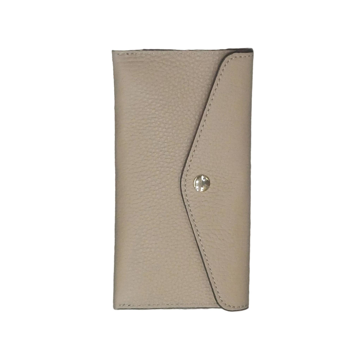 portafoglio sottile in pelle taupe chiaro artigianale porta carte in cuoio made in italy cuoieria italiana