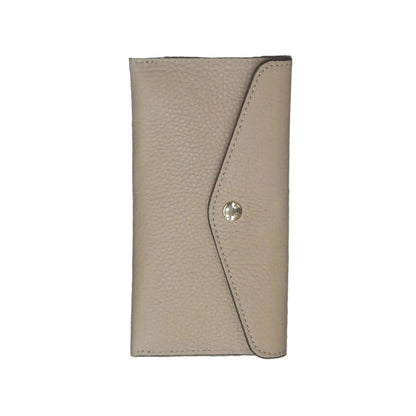 portafoglio sottile in pelle taupe chiaro artigianale porta carte in cuoio made in italy cuoieria italiana