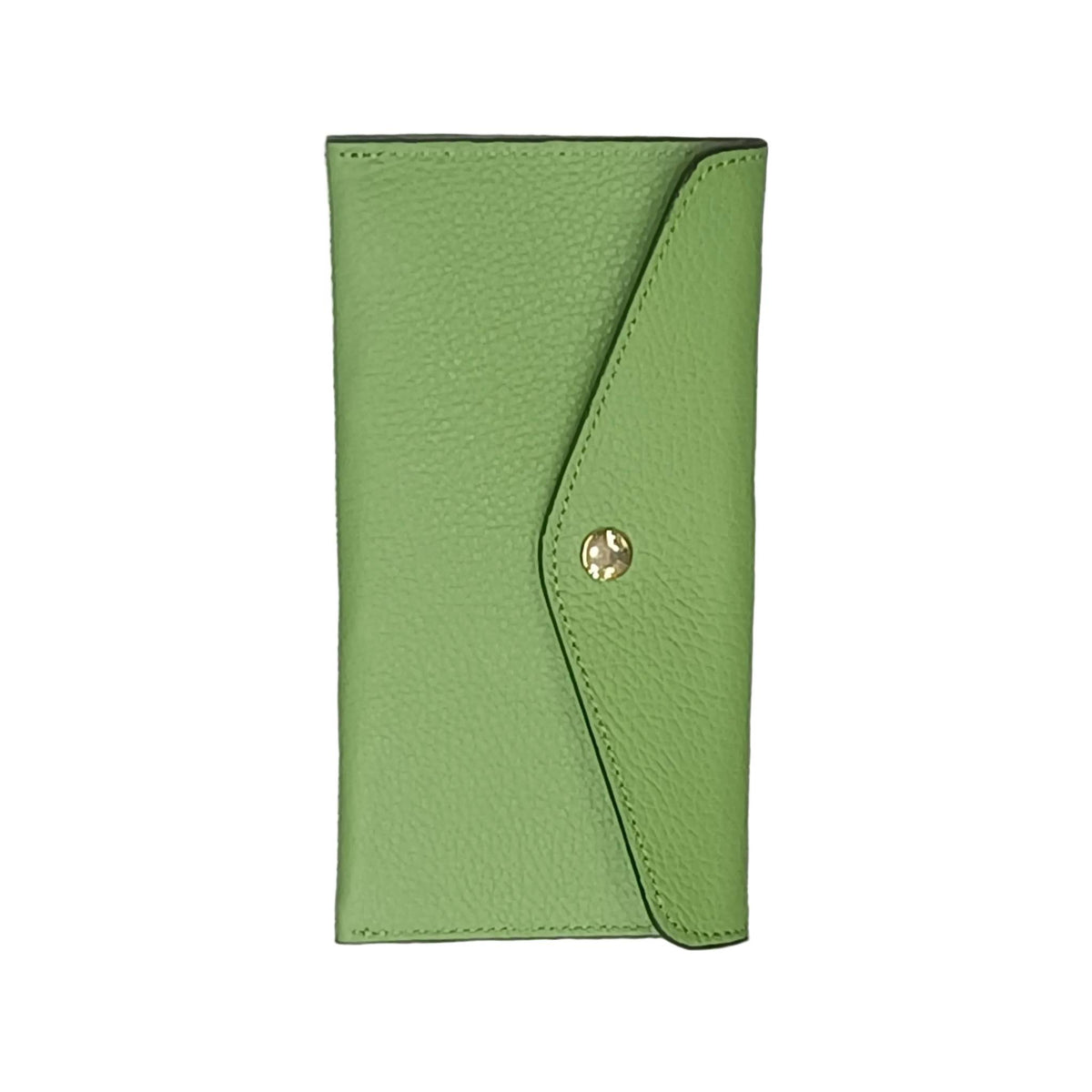 portafoglio sottile in pelle verde mela artigianale porta carte in cuoio made in italy cuoieria italiana