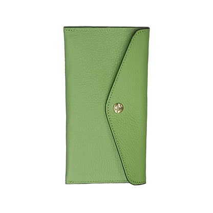 portafoglio sottile in pelle verde mela artigianale porta carte in cuoio made in italy cuoieria italiana