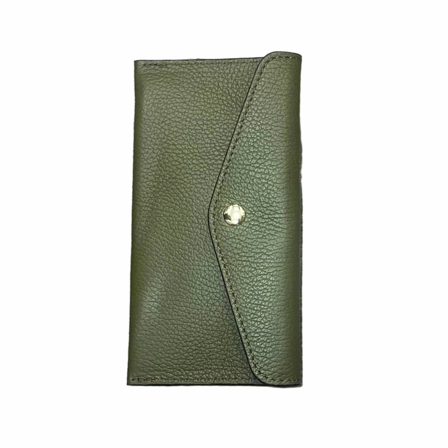portafoglio sottile in pelle verde militare artigianale porta carte in cuoio made in italy cuoieria italiana