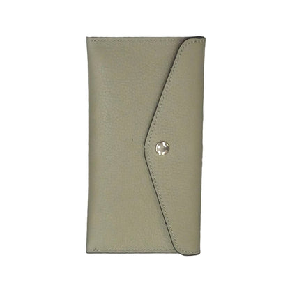 portafoglio sottile in pelle verde pera artigianale porta carte in cuoio made in italy cuoieria italiana