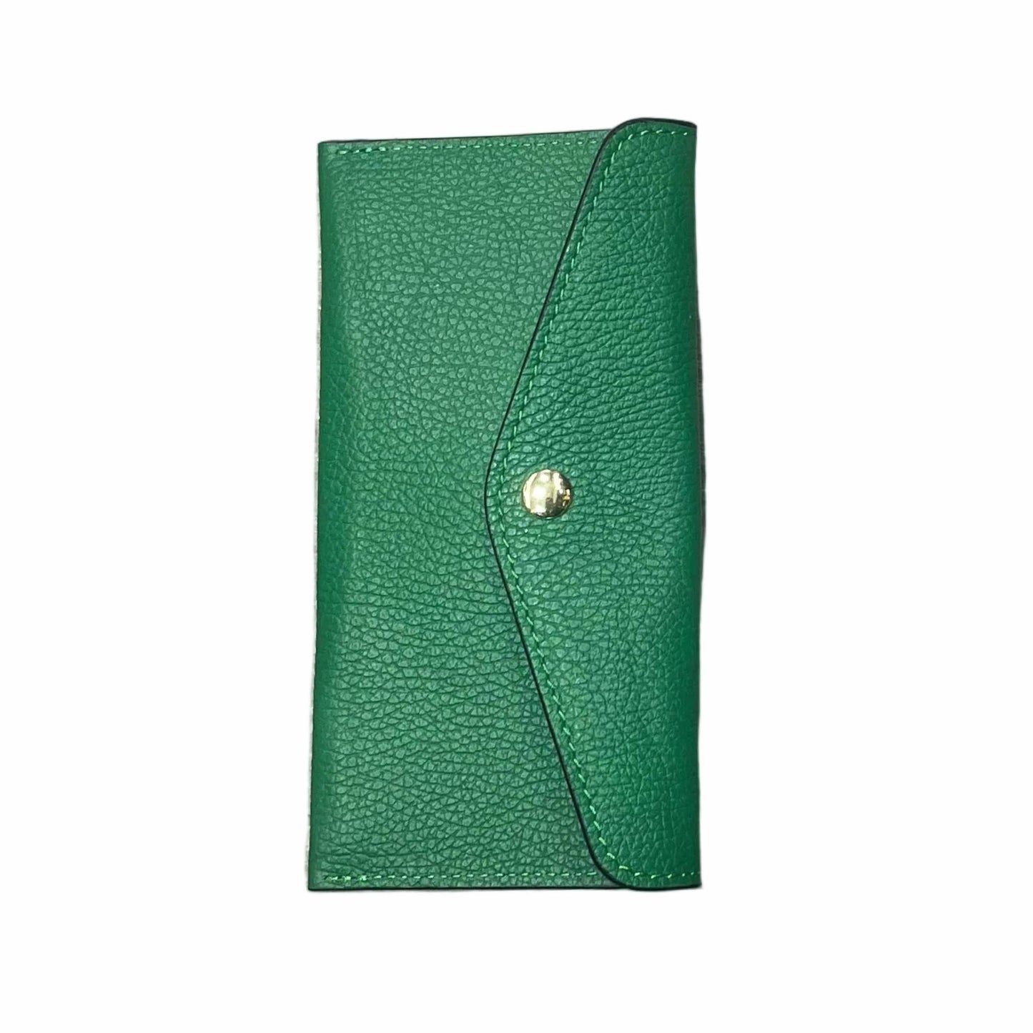 portafoglio sottile in pelle verde smeraldo artigianale porta carte in cuoio made in italy cuoieria italiana